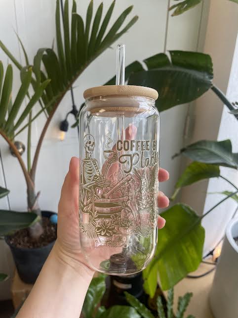 Coffee & Plants - Glass Tumbler Cup