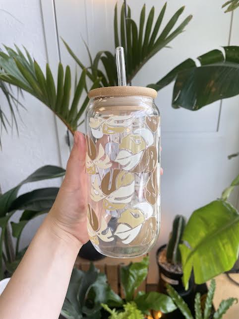 Monstera Albo - Glass Tumbler Cup