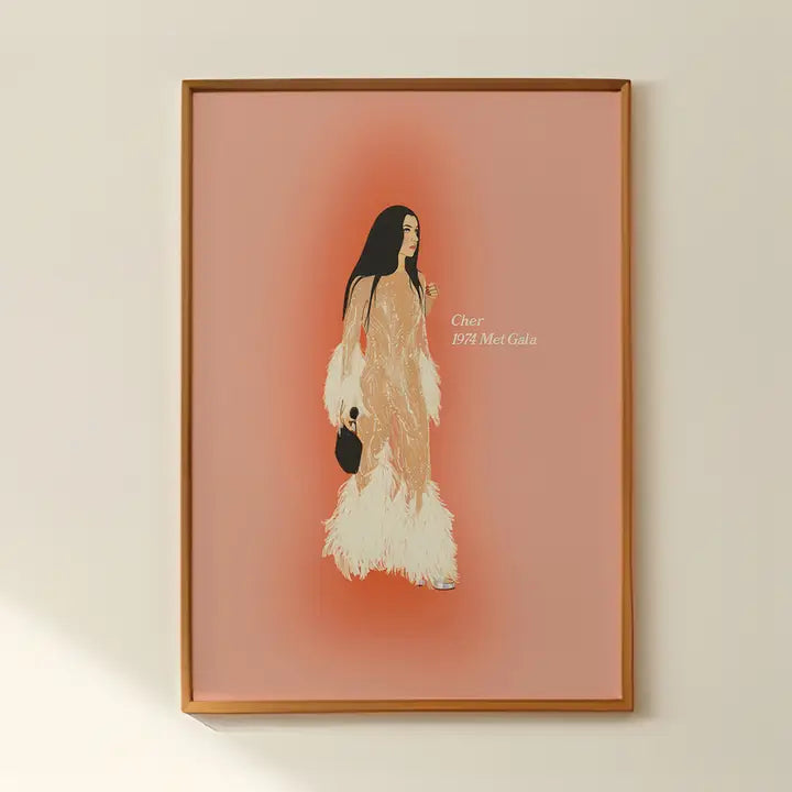 1974 Cher Met Gala Art Print by Artbaby & Co