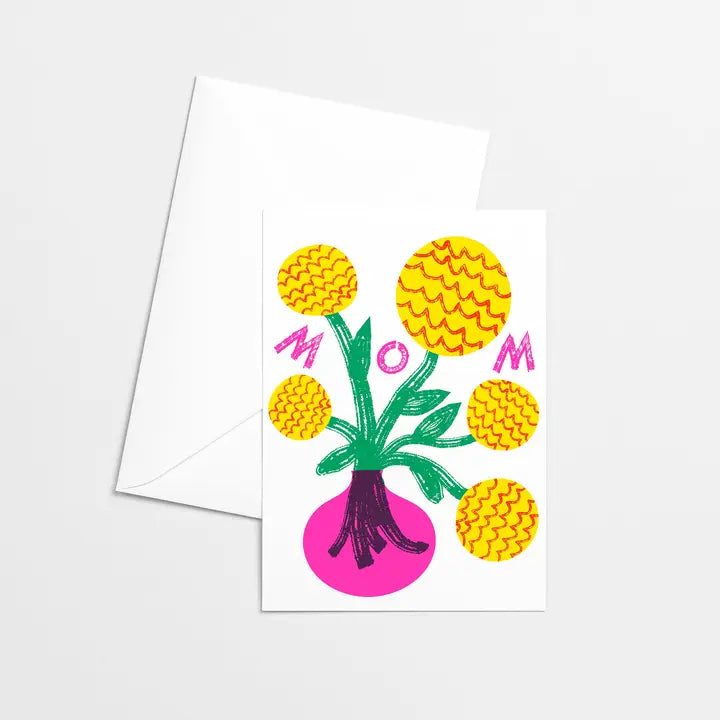 Mom Modern Yellow Blooms Greeting Card