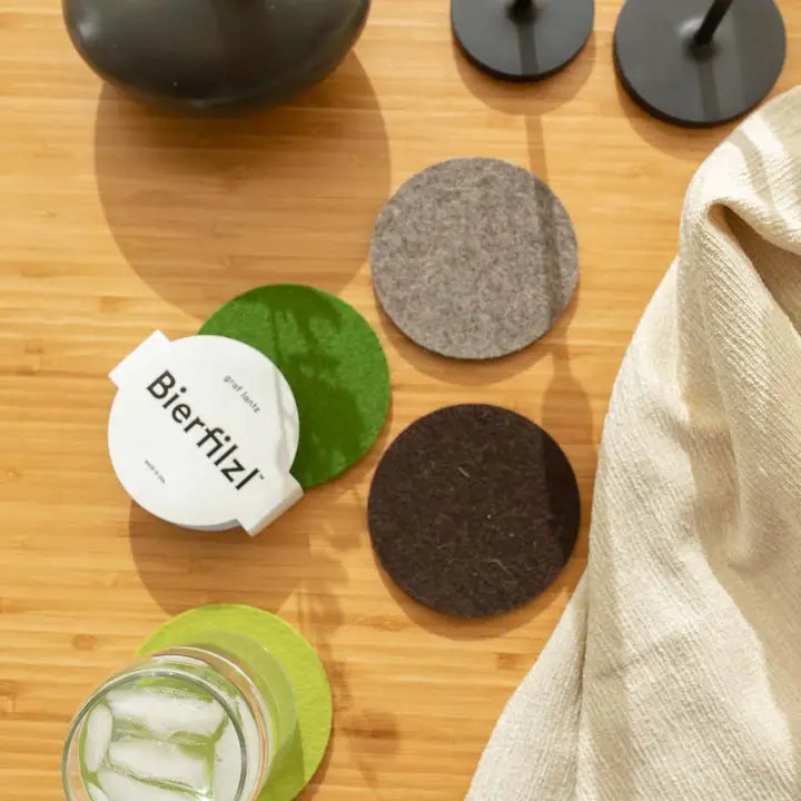 Bierfilzl Merino Wool Felt Round Coaster 4 Pack