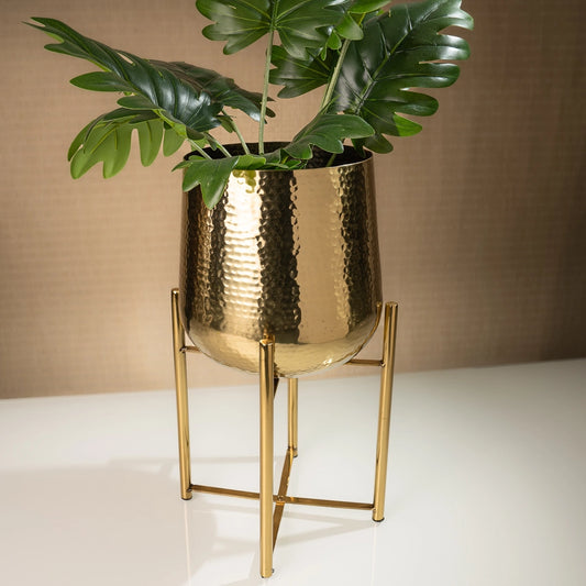 Hammered Gold Pot with Stand