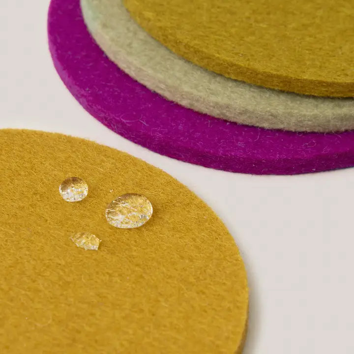 Bierfilzl Merino Wool Felt Round Coaster 4 Pack