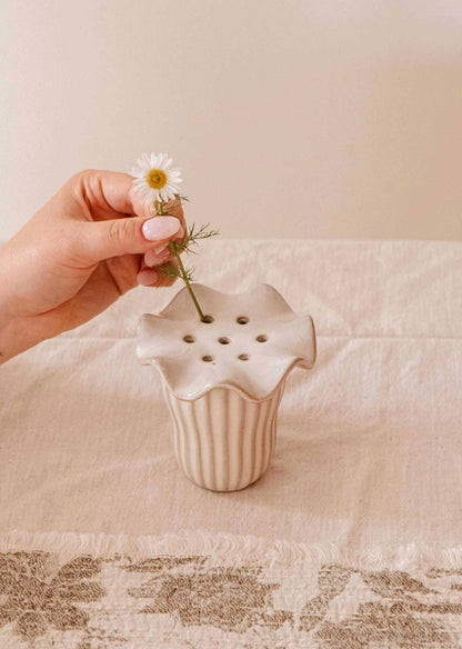 Ceramic Flower Frog w/ Vase
